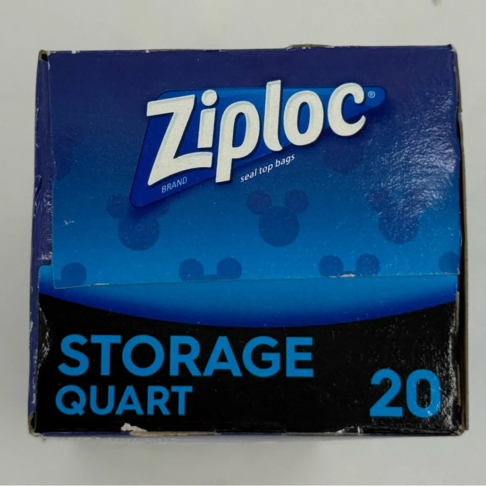 Ziploc Easy Bags Disney Storage Mickey Mouse  Quart Limited Collection New 20 Ct